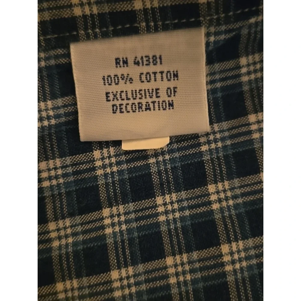 Ralph Lauren Indigo Oxford Shirt Mens Large Blue Plaid Short Sleeve Button Down - Picture 9 of 12